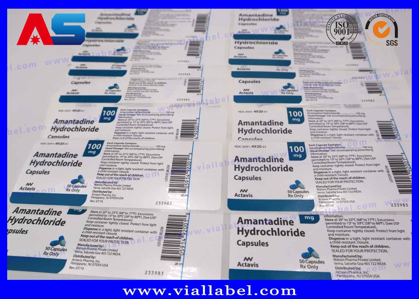 Anavar Oxandrolone 50 Tablets Pill Label Hologram Printing Waterproof Pharmaceutical Usage