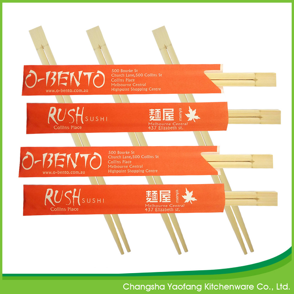Custom Colorful Printing Logo Disposable Twins Bamboo Chopsticks