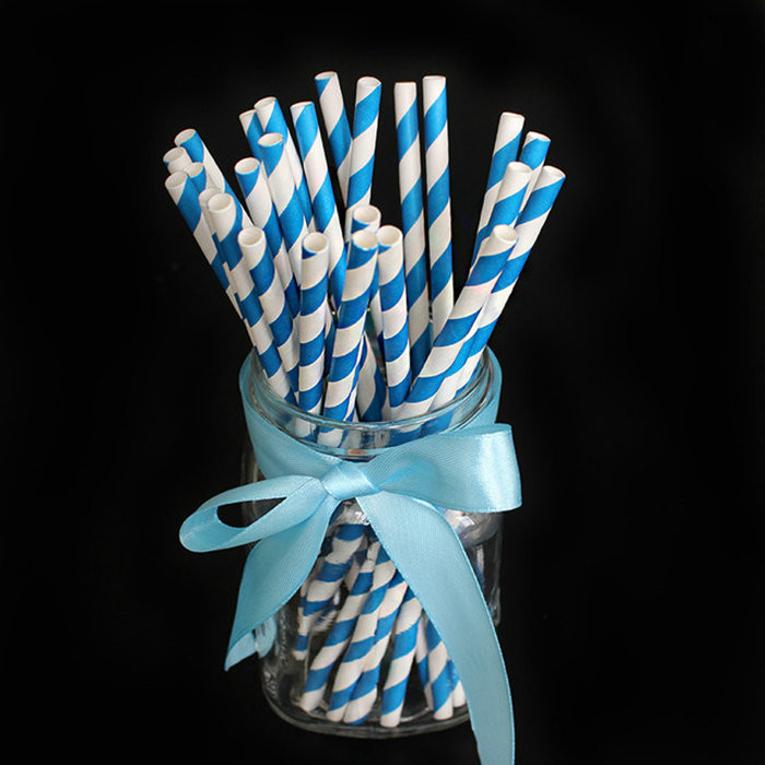Event Party Striped Coated Burgundy Biodegradable Paper Straws