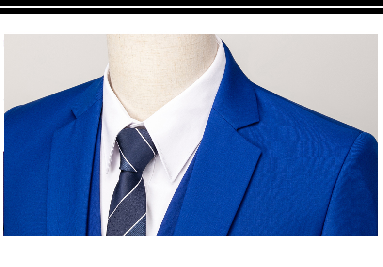 Men's 3-Piece Suit Set Flat Front Woolen Cloth Jacket Pants Vest for Formal Occasions