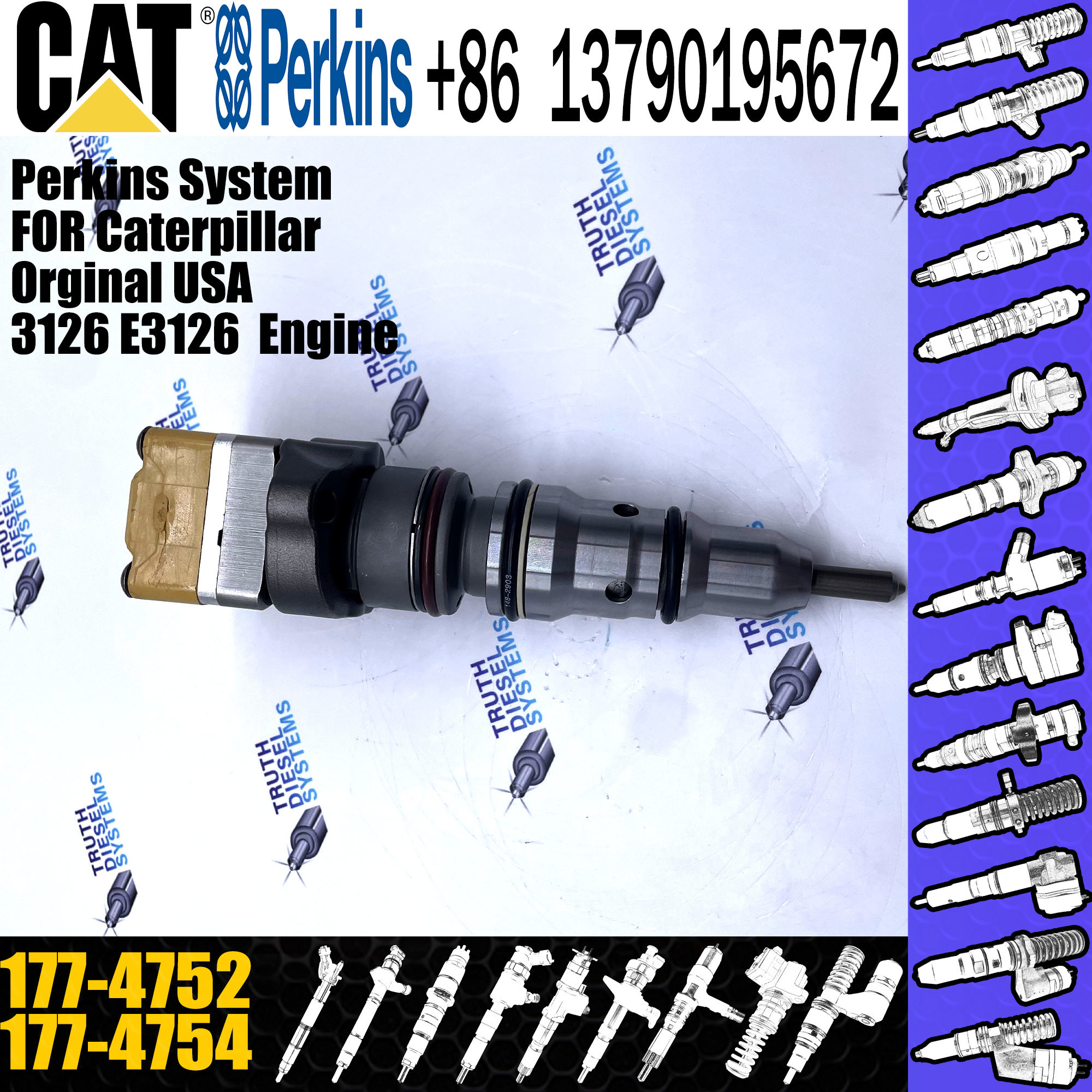 New Diesel Fuel Injector 10R1257 10R-1257 177-4752 For CAT Engine - Industrial 3126B 3126E