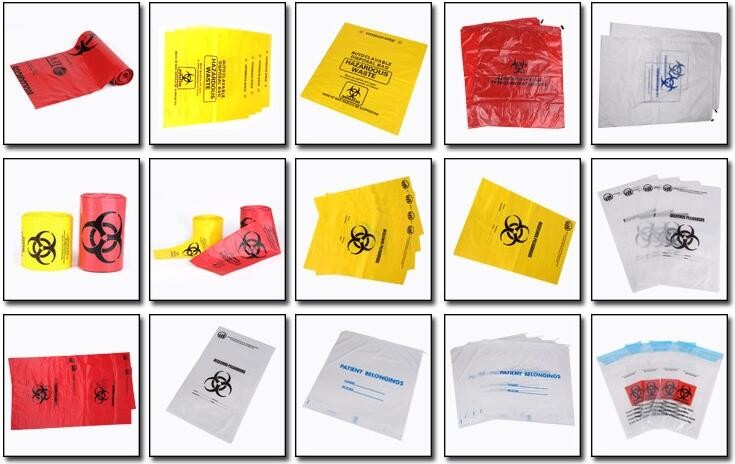 Laboratory Medical biohazard lab plastic specimen transport bag with double pouches, embossed reclosable biohazard speci