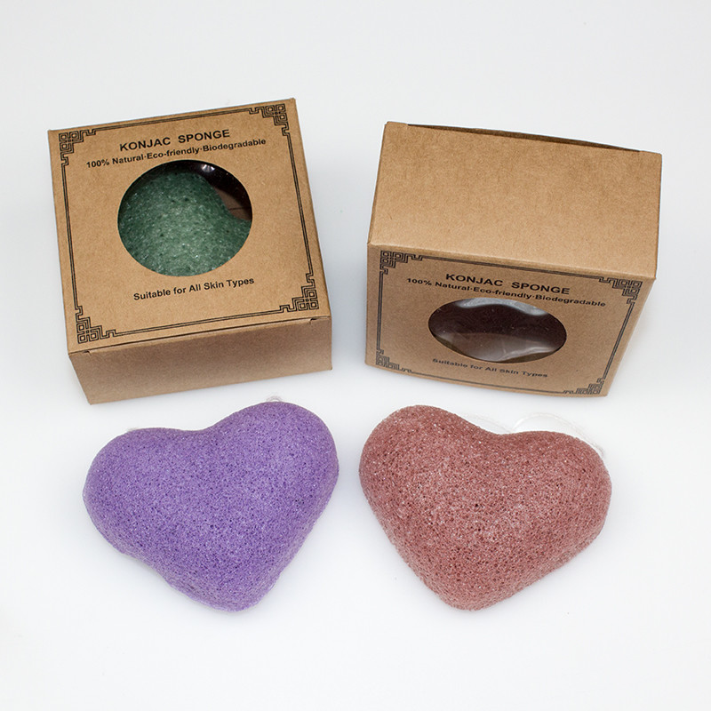 2.3''X1.7'' Colorful Sakura Heart Konjac Sponge For Sensitive Skin