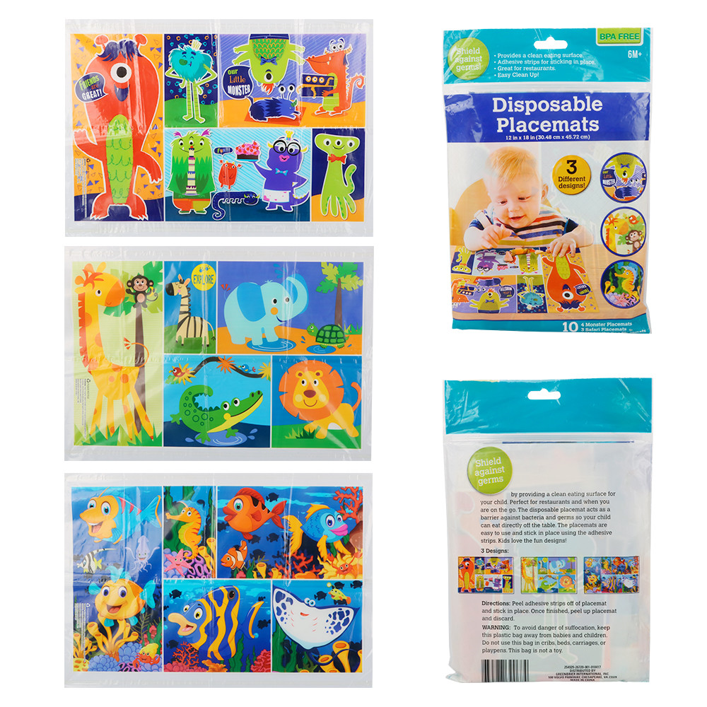 Disposable PE Dining Table Placemats Plastic For Children Dinner Eating
