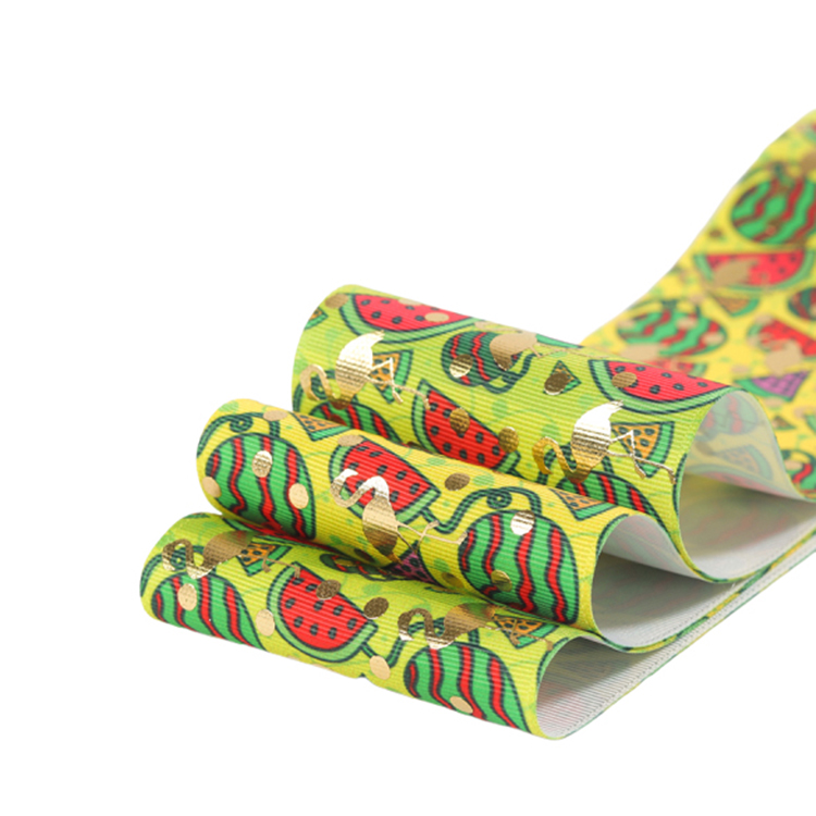 Customized Printing 75mm Wide Grosgrain Ribbon 100% Polyester Material