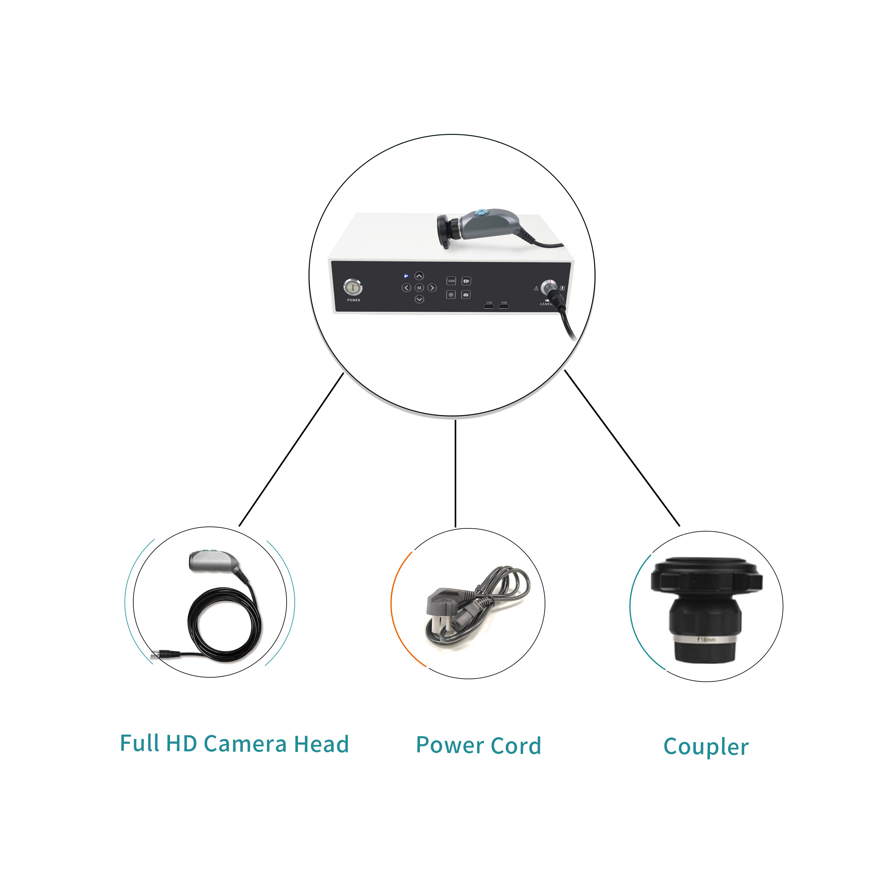 Black FHD 1080P Medical Laparoscopy ENT Endoscope Camera USB With Video Recording Function
