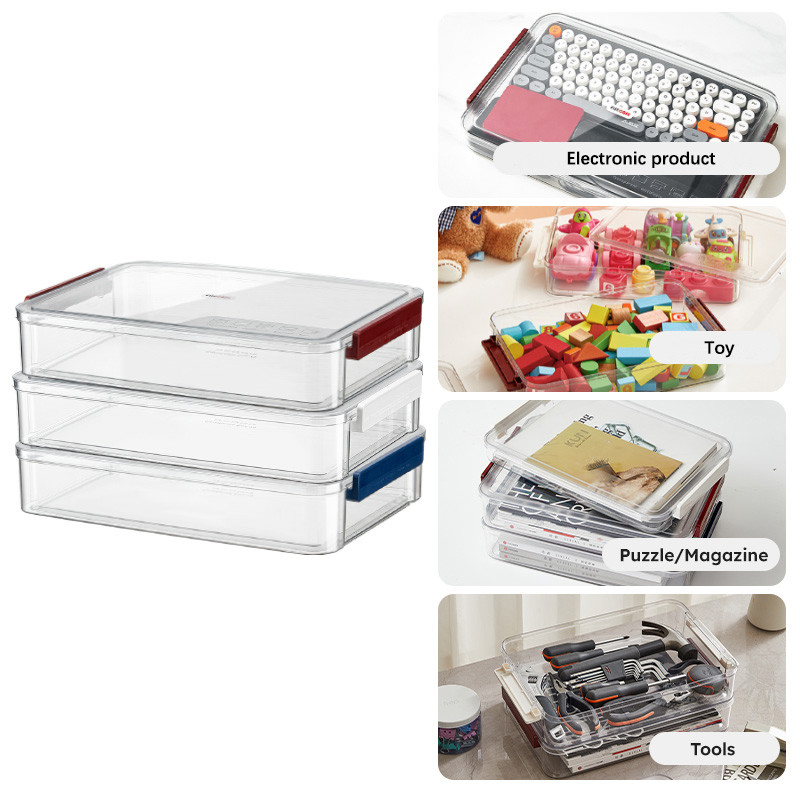 A4 File Documents Portable Project Case Clear Stackable Plastic Art Organizer Containers File Scrapbook Paper Storage Box