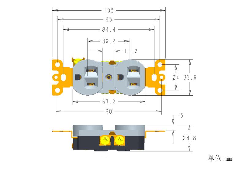 Standard Grounding Tamper Resistant Duplex Receptacle Socket Decorative WIFI NO Switch