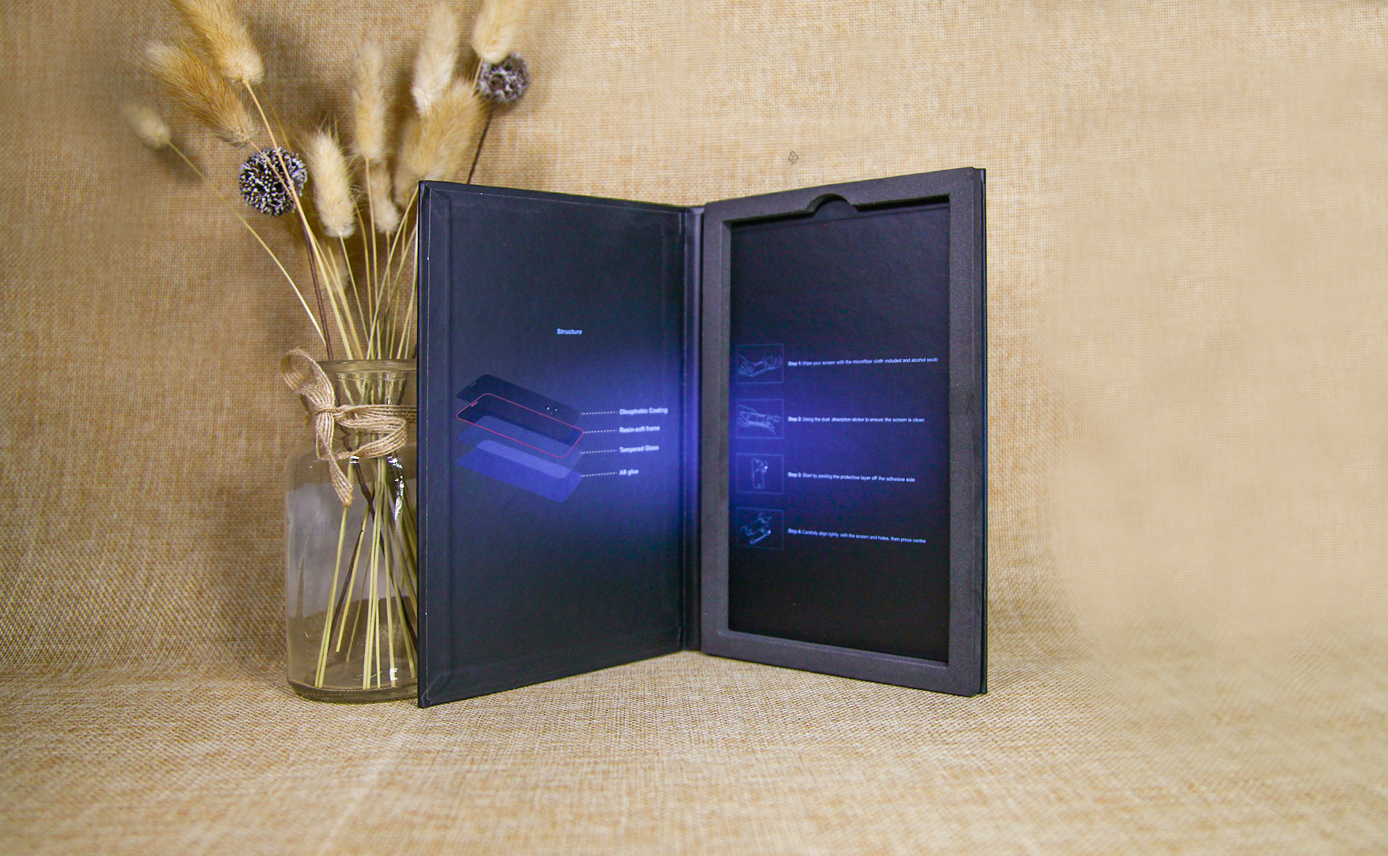 CMYK Printing Folding Cardboard Gift Box Mobile Tempered Glass Packing Box