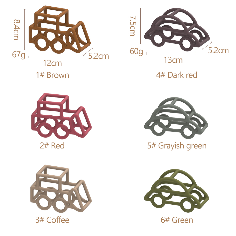 Car Shape Baby Silicone Toys Multi Color Food Grade Nontoxic Material