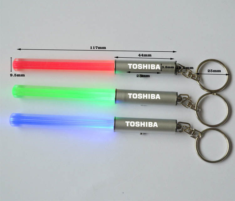 LED light stick key chain 12*1cm Acrylic + aluminum alloy logo customized