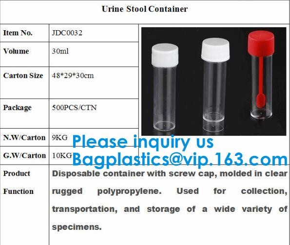 Medical Use Sterile Urine And Stool Sample Container 30ml 40ml 60ml 100ml,Disposable Urine Test Bottles For Medical Cont