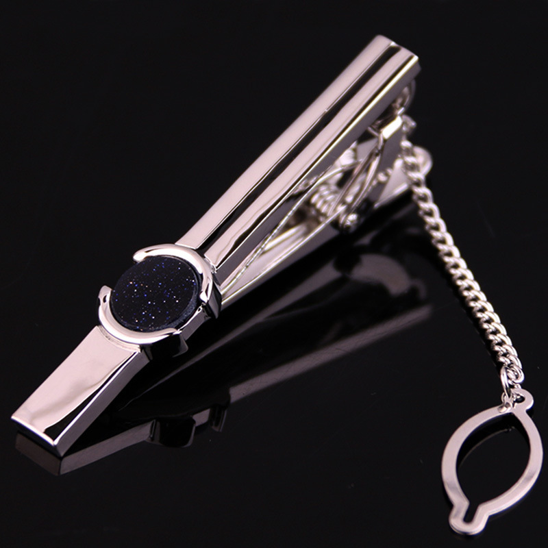 Average-Sized Men's 4 Pcs Tie Clip Set with Black Gift Box Customized Design