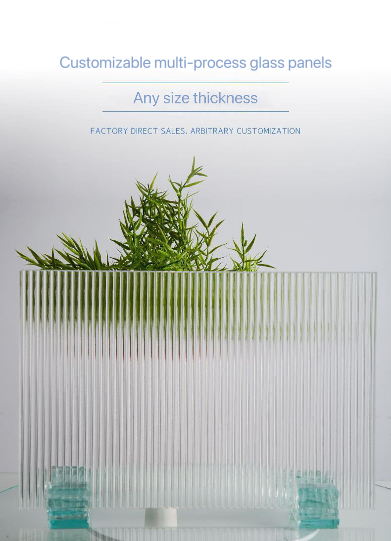 Ultra Clear Float Pattern Decorative Glass Narrow Reeded Tempered Sheet Glass Stair Manufacturing Plant