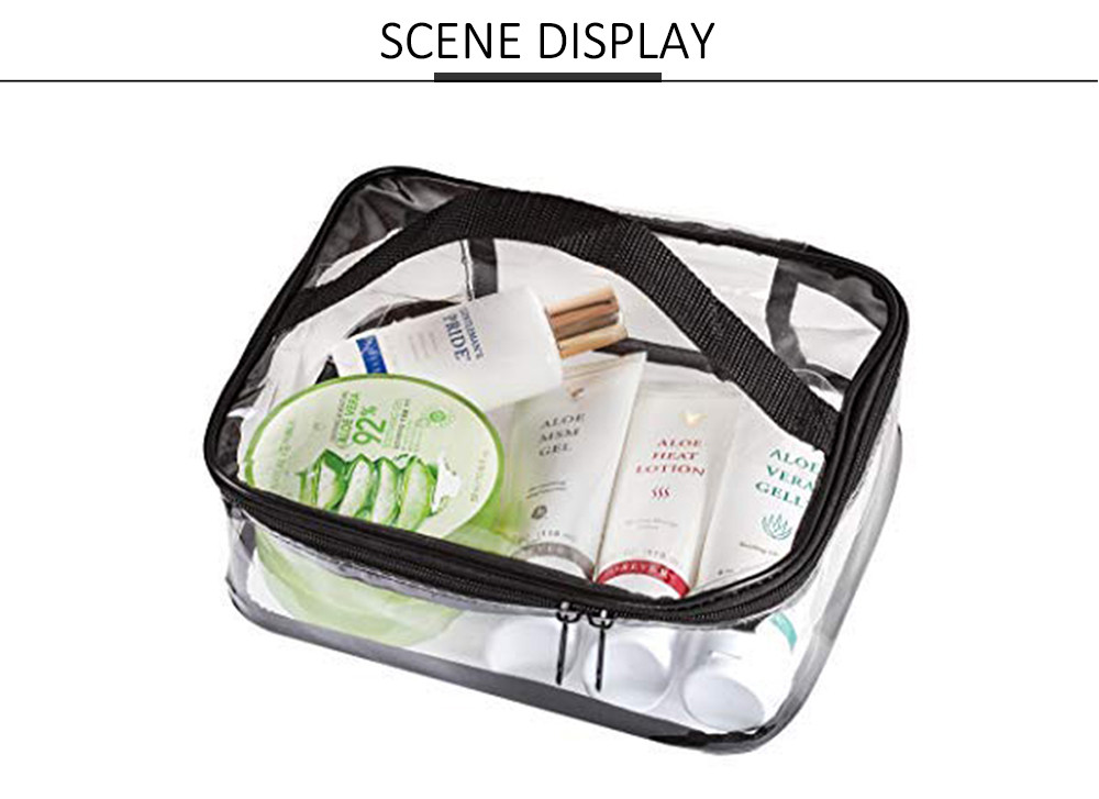 Waterproof Transparent PVC Train Case Organizer Makeup Pouch with Top Handle