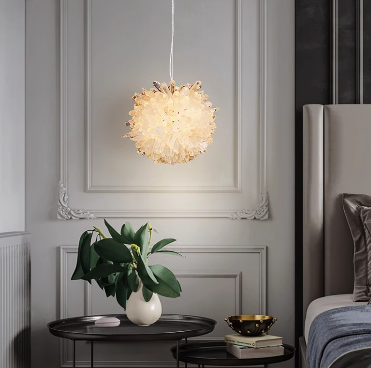 Brazil imported pure natural crystal stone lamp chandelier bedroom living room restaurant lamp simple American crystal lamp