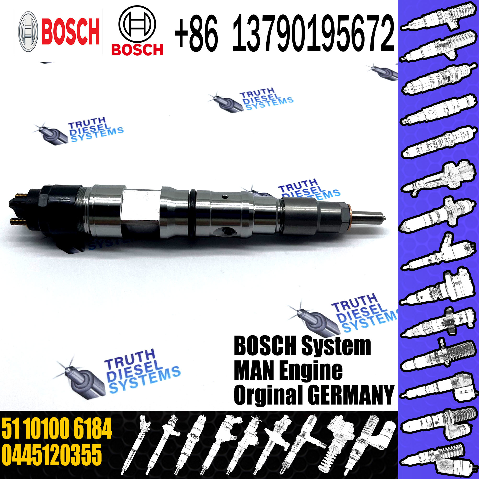 injector 0445120313 0445120355 51101006184 fit for MAN TRUCK