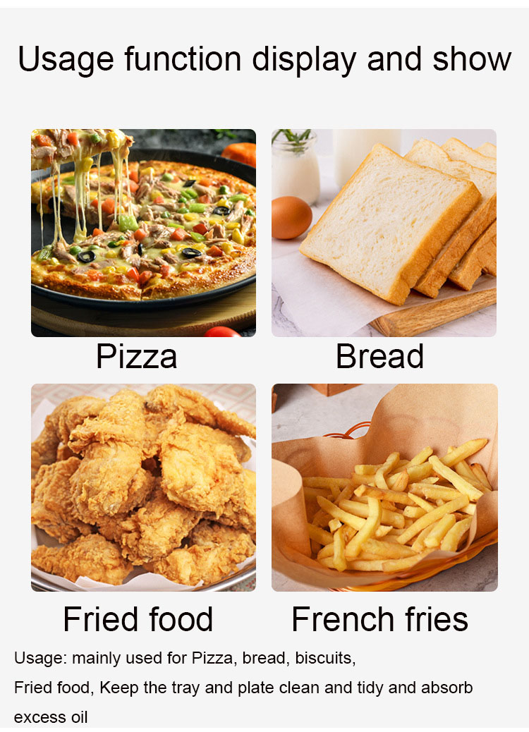Straw Pulp Oil Proof Paper for Take Away Food Bakery Pizza Pad Barbecue French Fries