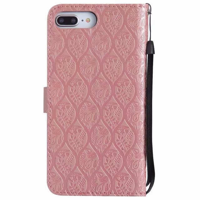 iPhone Leather Protective Case with Flower Embossed Pattern