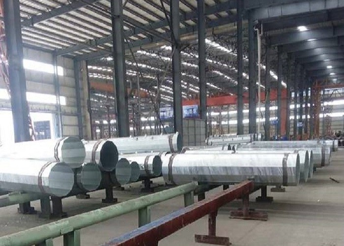 Silver Monopole Transmission Tower , Hot-dip Galvanized Power Monopole Transmission Tower