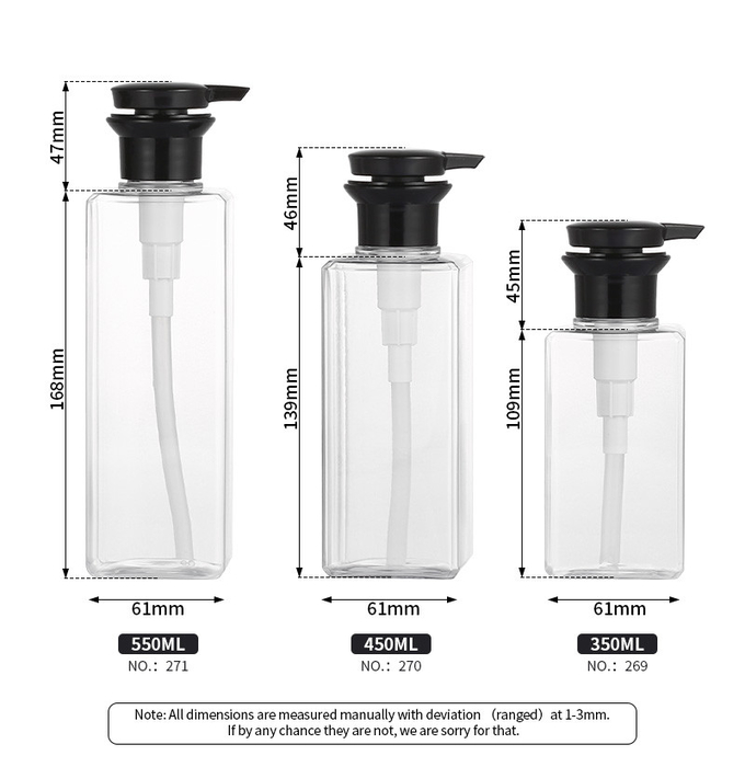 Transparent Luxury Lotion Pump Bottle PETG Plastic Material 350ML