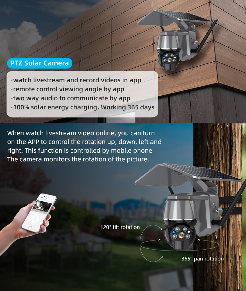 5V 2A ABS 4g Wifi Security Camera , 4g Ptz Camera Solar Fireproof