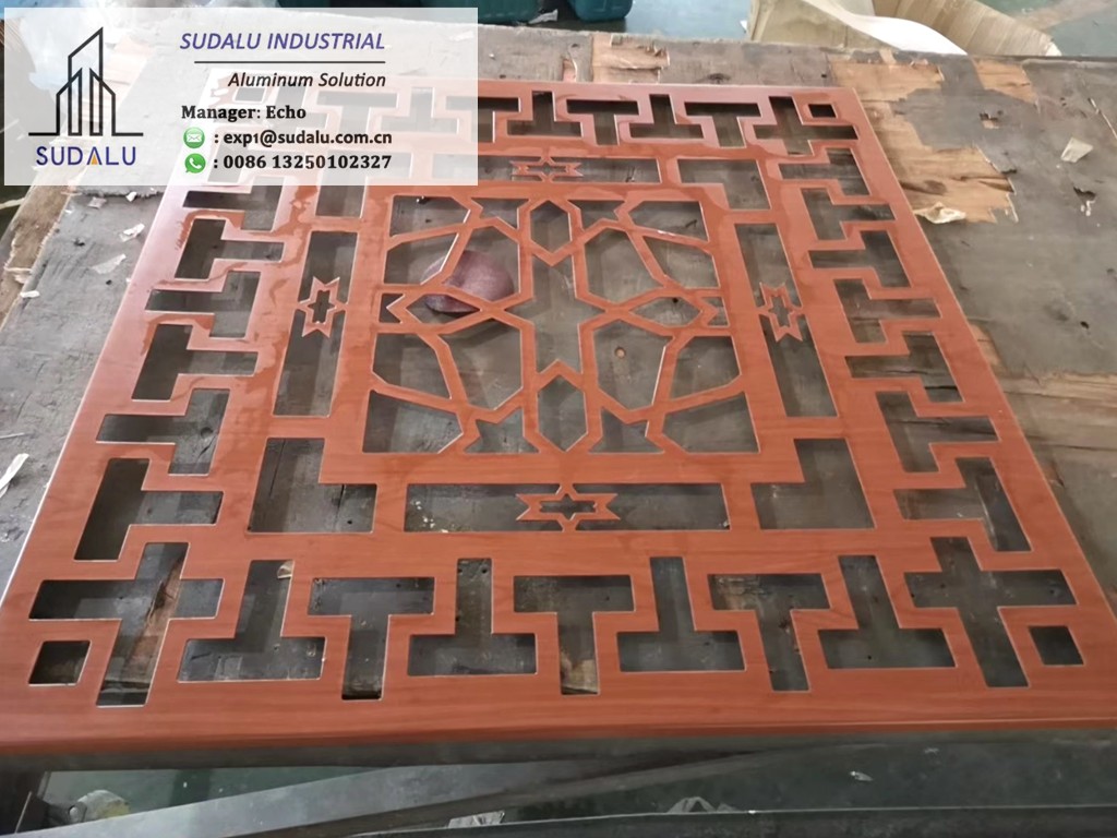 SUDALU Wooden Colour Aluminum Perforated Panel for Garden Exterior Buildings Facade Cladding Metal Panel