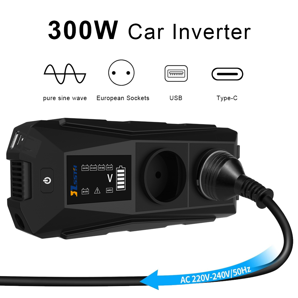300W Pure Sine Wave Car Power Inverter 12V DC to AC 110V 220V