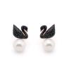 Buy cheap Elegant Pearl Drop Earrings for Women Jewelry, Black Diamond Swan Stud Design from wholesalers