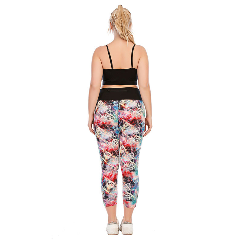 Athletic Patterned Yoga Pants Quick Dry Breathable Women Plus Size Floral Print Leggings