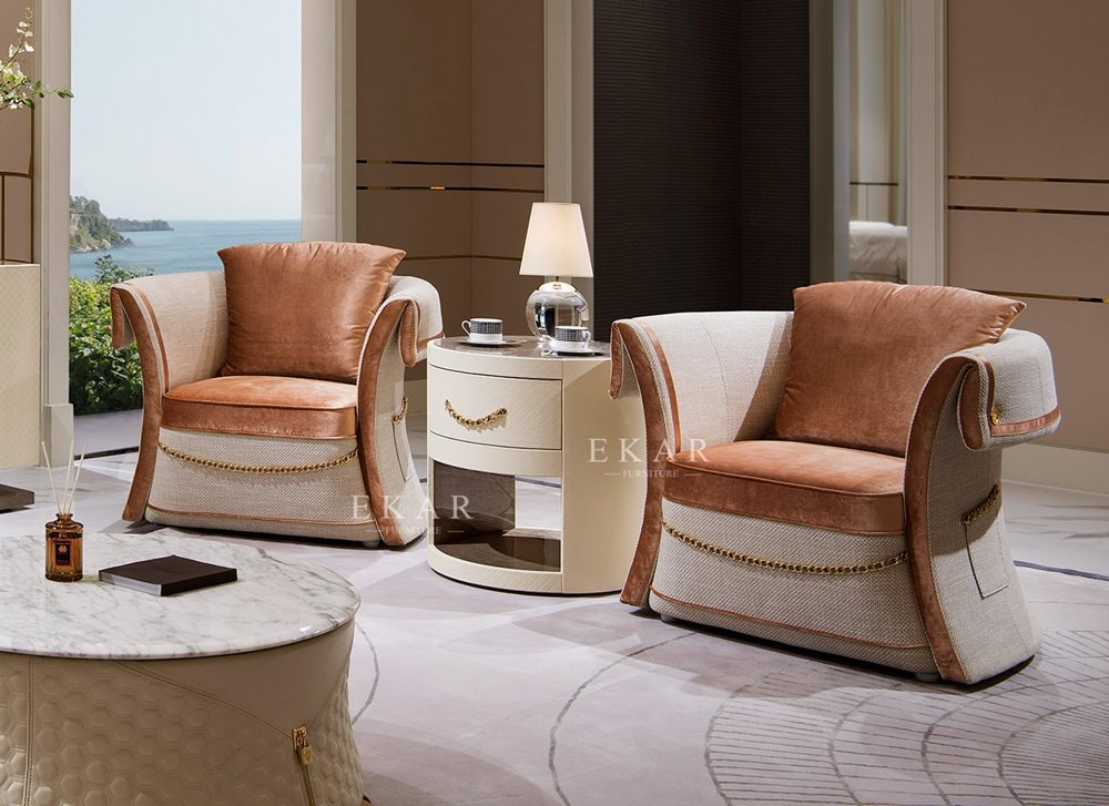 Living Room Coffee Round Leather Wooden Top High Gloss Side Table With Drawer W005H6