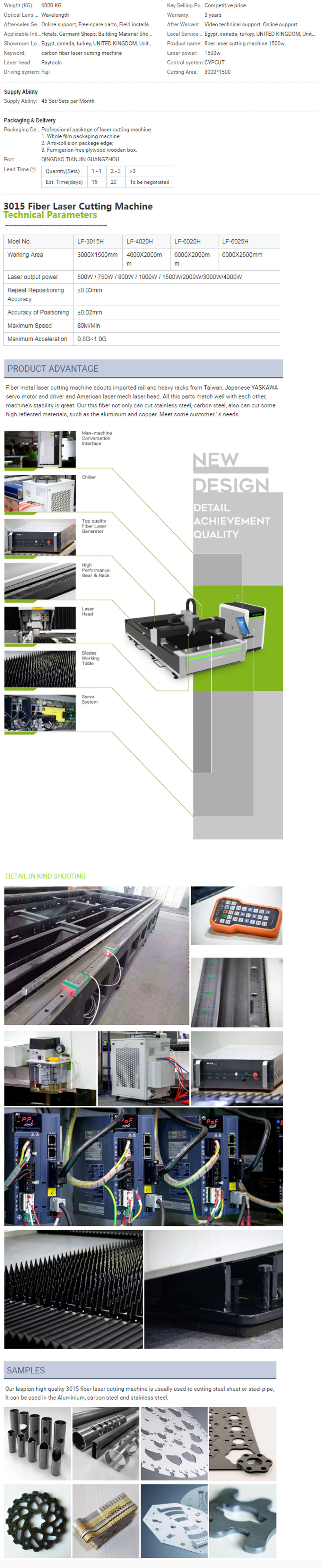 Cnc Sheet Metal Fiber Laser Cutting Machine 1000W