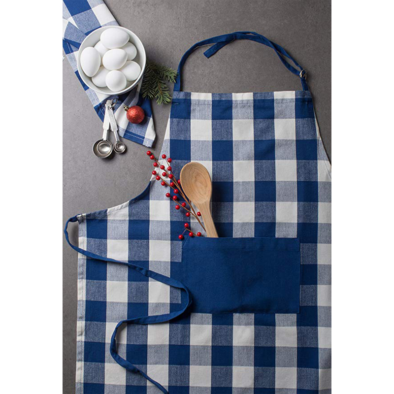 Artist Painters Mens Cotton Apron Sublimation Printed Blue White Squares