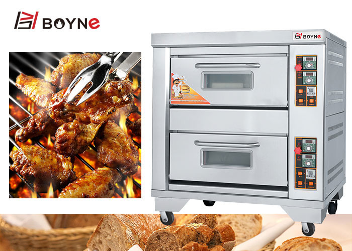 Commercial Mechanical Stainless Steel Bakery Gas Oven With Two Deck Two Trays Capacity