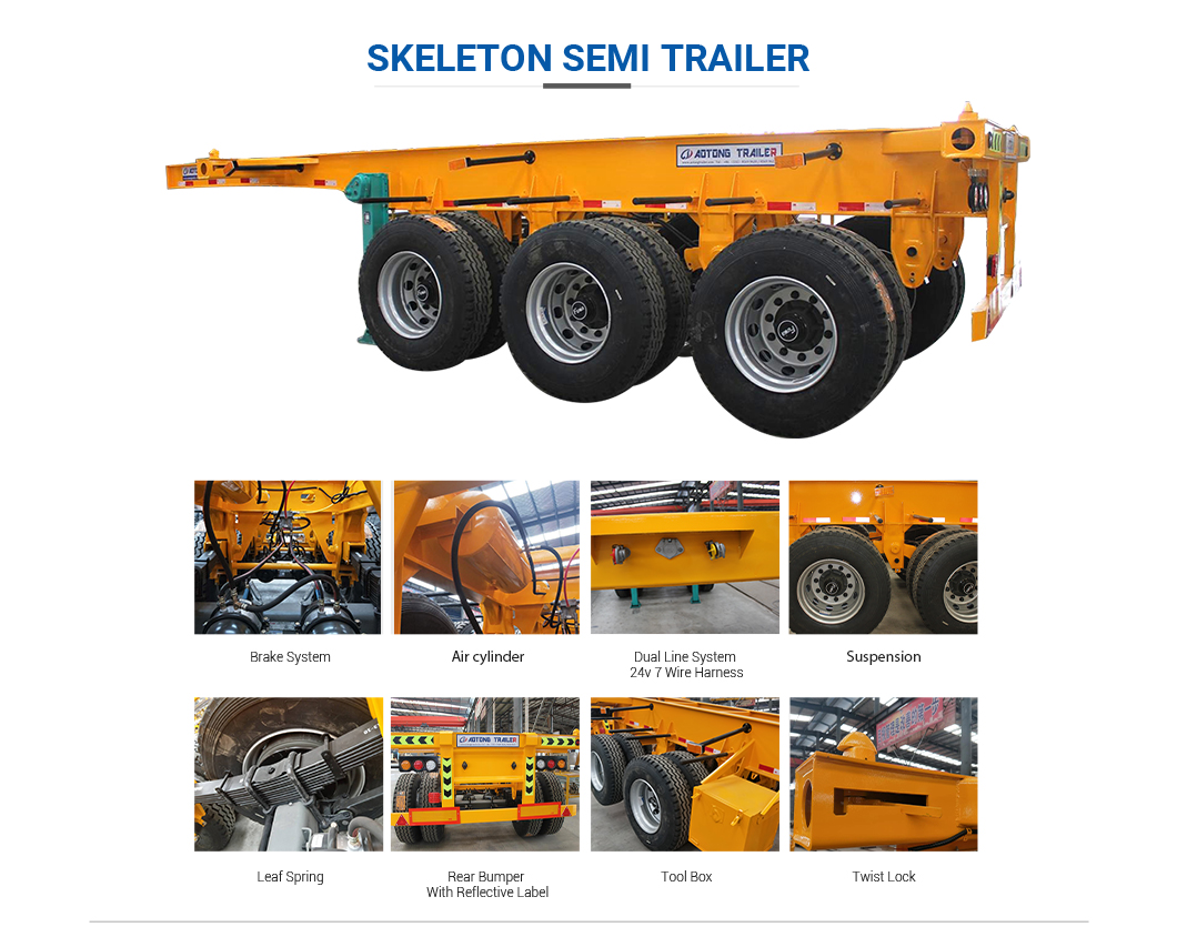 Light Tare Weight 2/3 Axles 20-40-45ft Air Suspension Container Chassis Semi-Trailer