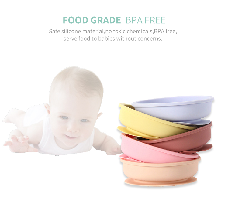 Food Grade Suction Silicone Bowl Set For Baby Toddler Feeding