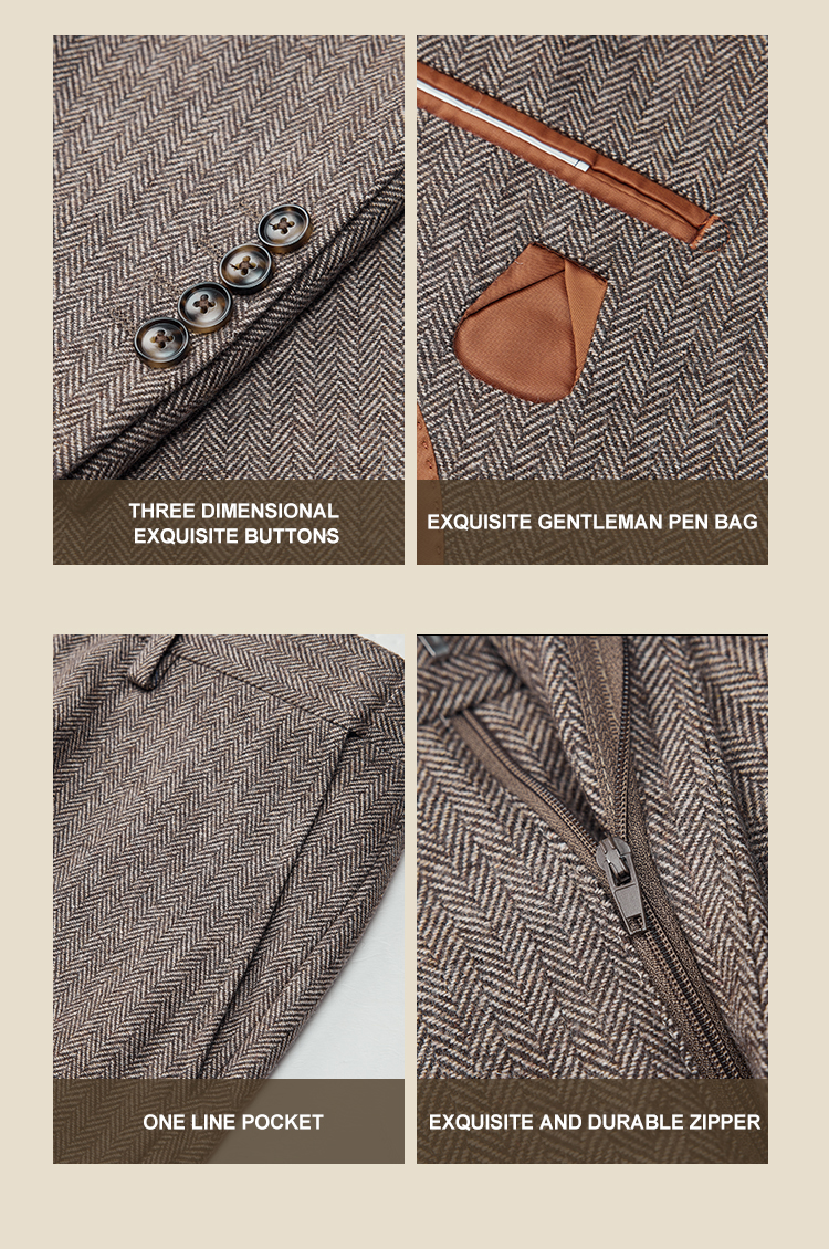 Anti-Wrinkle Brown Wool Business Suit Perfect for Formal and Business Casual Occasions