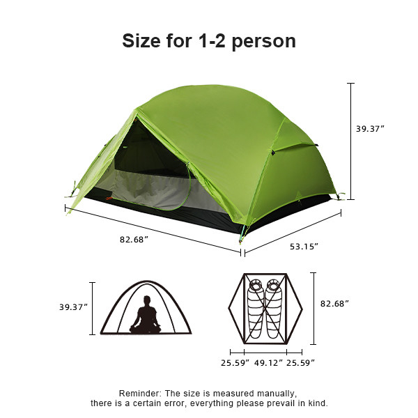 2 Man Backpacking Camping Tent Lightweight Waterproof Nylon Tent Bivy Sack