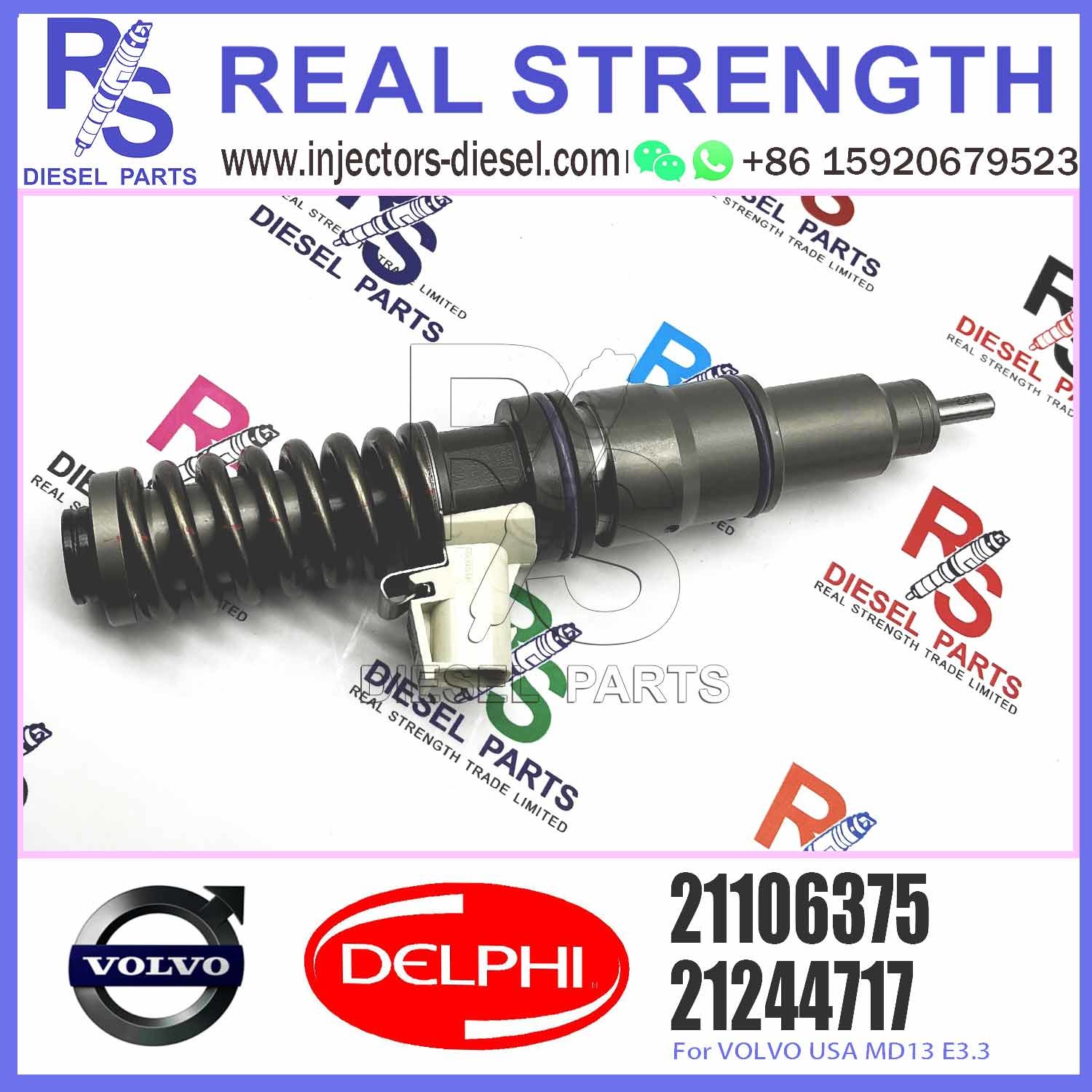 4 PINS Fuel Common Rail Injector 21106375 for V-O-L-V MD13 US07 with 10 MM BORE L280TBE