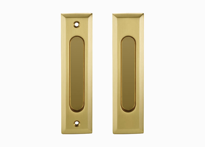 Modern Stripy Brass Sliding Push Pull Door Handles 42mm 160mm