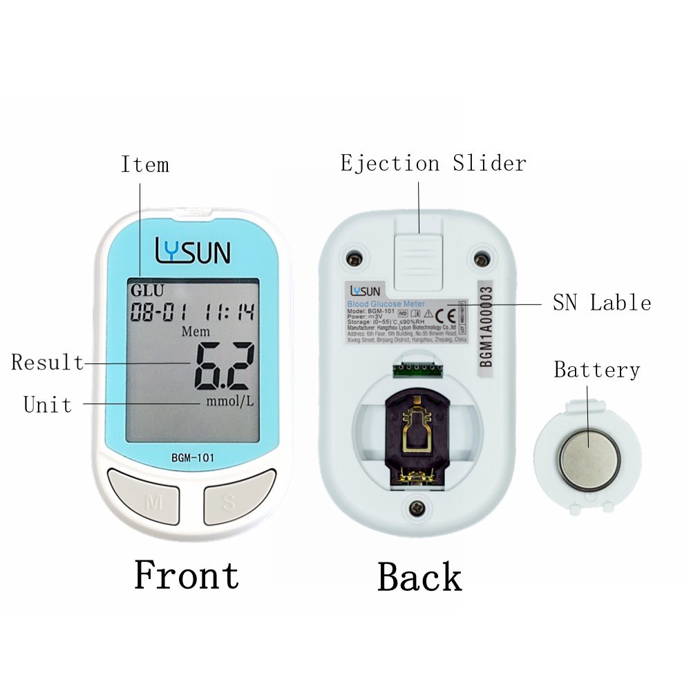 Lysun BGM-101 Diabetic Test Strips Blood Glucose Monitor