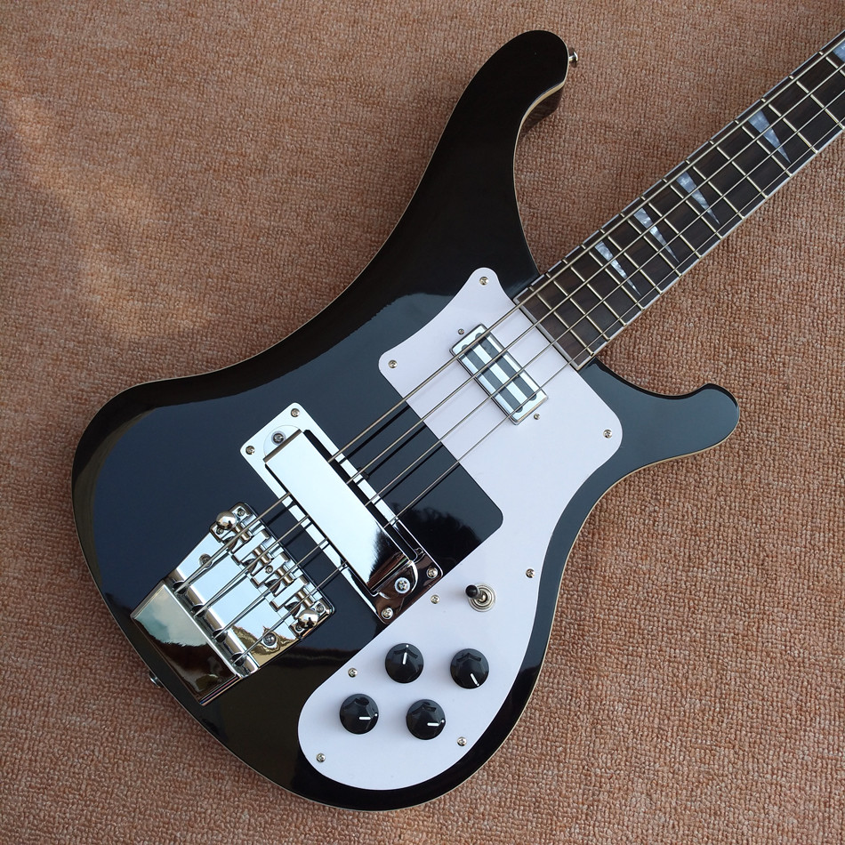 2018 Best Bass Top quality Rick 4003 model Ricken 4 strings Electric Bass guitar in black color, Chrome hardware