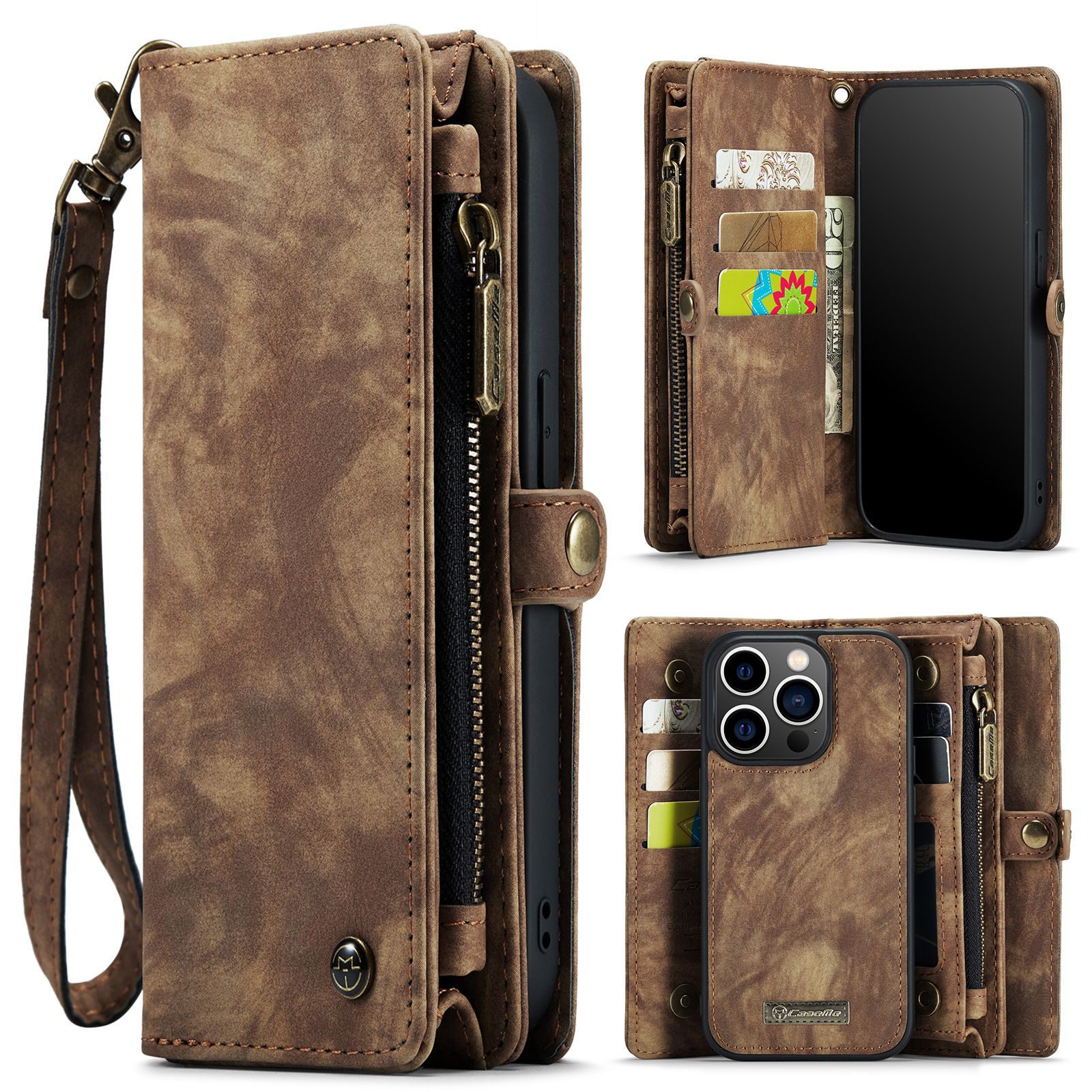 Samsung Compatible CaseMe Leather TPU Phone Cases for Iphone 13 14 Pro Max Card Slot