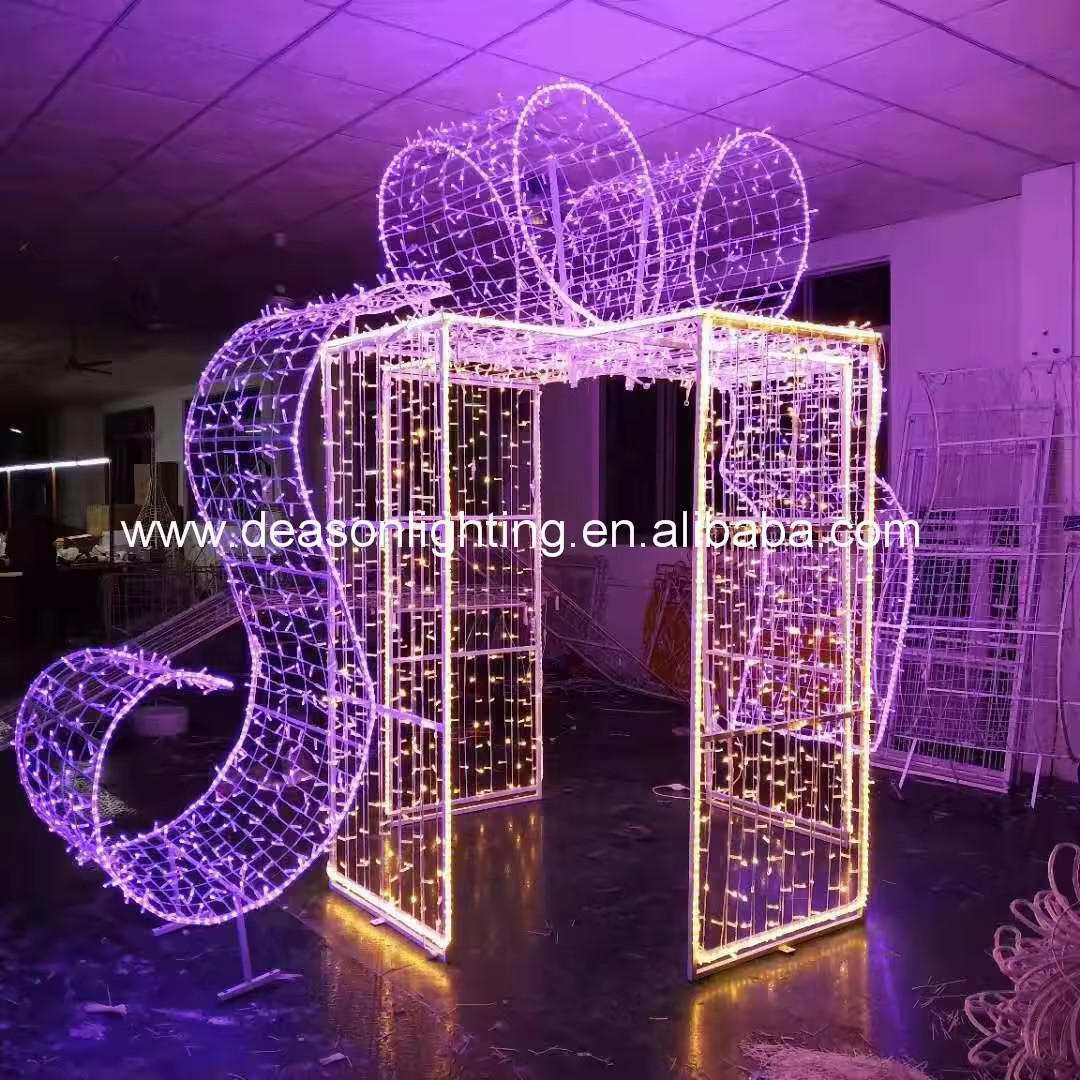 Giant outdoor christmas gift box lights