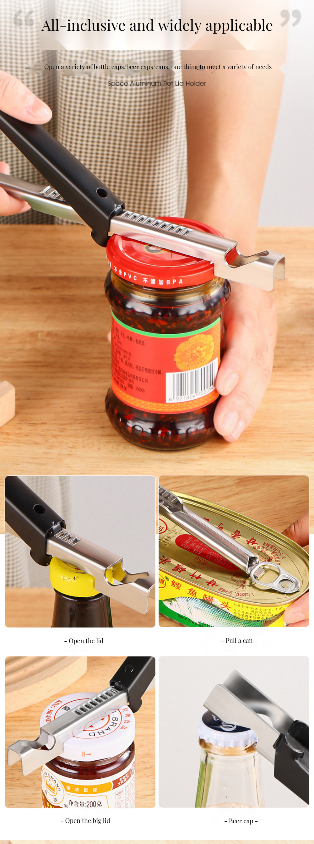 Custom Size Kitchen Gadget Multifunctional Can Bottle Opener for Easy Opening