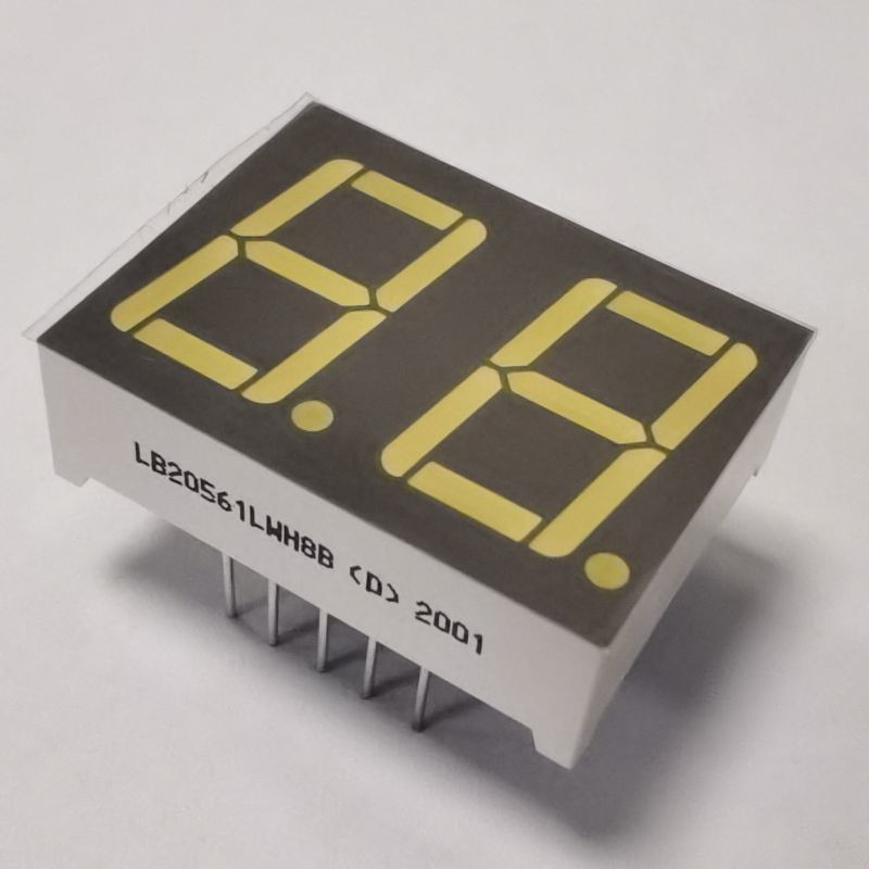 0.56inch Dual Digit Common Cathode 7-Segment LED Display Yellow Green