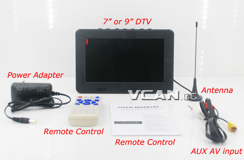 DTV900-DVBT2 9 inch Digital TV Analog TV USB TF MP5 player AV in Rechargeable Battery 