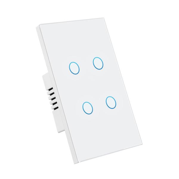 118Types US/AU/Brazil Standard Tempered Glass Panel 4Gang Touch Light Switch