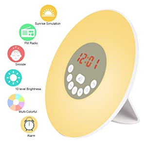 Touch Control DC5V Natural FM Wake Up Alarm Clock Light Sunset Simulation