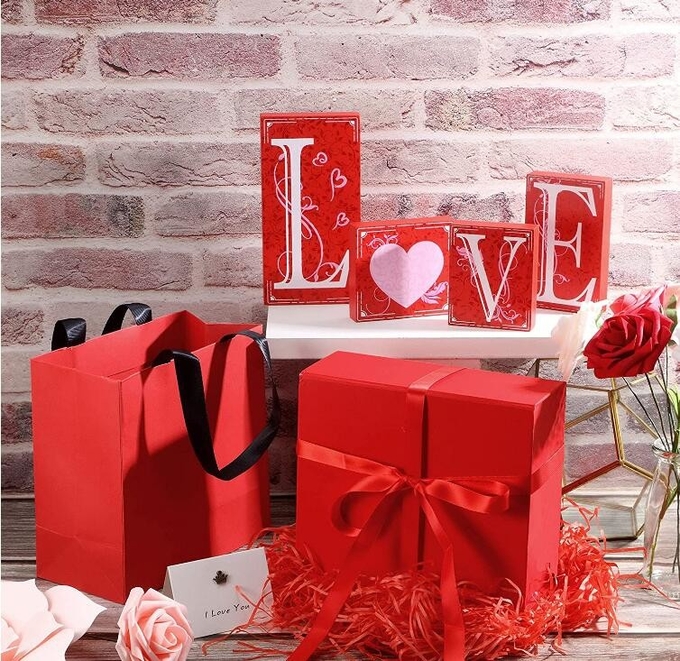 Valentines Day Present Box, Bridesmaids Proposal Box, Present Bag Card Ribbon Paper Filler, Gift Boxes
